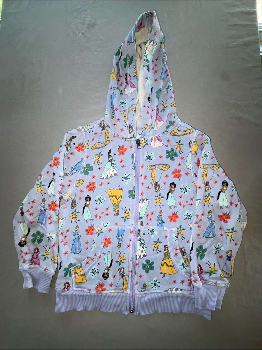 Disney Girls Lavender Princess Print Zip Hoodie